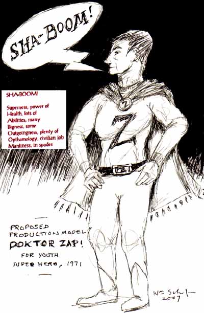 Sha-Boom! comic, hero on cover- Copyright 2007 WJ Schafer