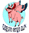 Pigasus the JPT flying pig- cogito ergo nix. C 2007 WJ Schafer