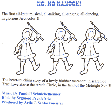 3 dancing Inuit-- ad for No No Nanook