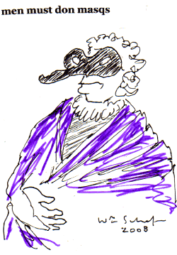 men must don masqs (silly fellow in mask)