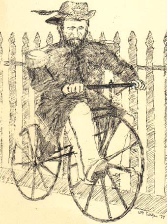 Emperor Norton steers steed (bike)