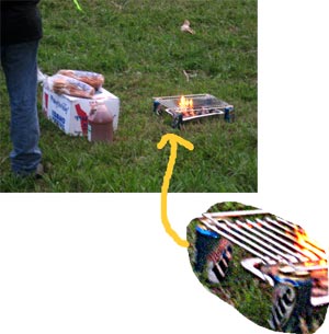 redneck grill - on Miller Lite cans