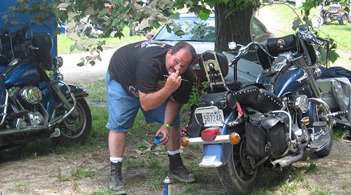 biker flipping bird